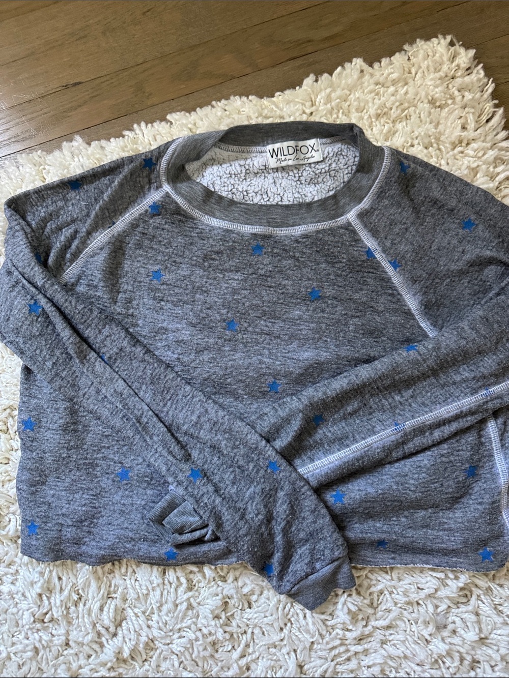 Wildfox Men's Gray Pullover with Blue Star Print